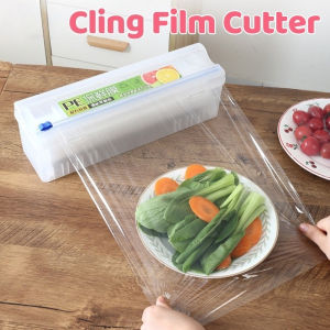 Household Reusable Food Plastic Wrap Dispenser with Cutter Adjustable Cling Film Cutter Kitchen Tools