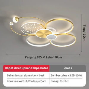 Lampu Gantung Ruang Tamu Mewah Bintang Aesthetic Lampu Plafon Minimalis Modern Nordic LED 3 Warna Ceilling Lampu Mewah Lampu Hias Remote Control MOOISHC