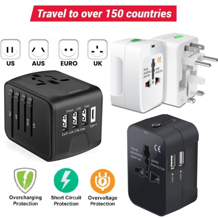 All-in-one International Universal Travel Adapter with 3 USB + Type C ...