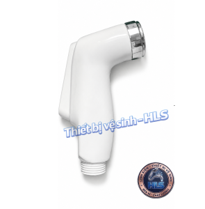 Đầu Xịt Vệ Sinh HLS Nhựa Trắng Bóng Phối Bạc Vòi Xịt Toilet Cầm Tay Đầu Vòi Xịt Nhà Tắm Dễ Lắp