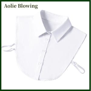 Aolie Collar White Black Blouse Sweater Detachable Shirt Women Cotton Lapel Blouse Top Women Clothes Accessories