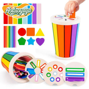 Aoduoyaya Wooden Color Sorting Stacking Toys Montessori Fine Motor Skills Sensory Toy Preschool Learning Toys