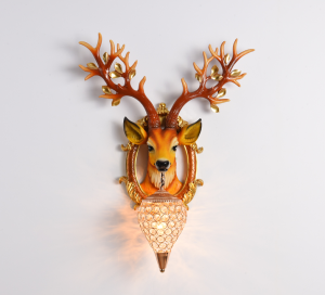 Nordic Creative Lucky Deer Head Wall Lamp Living room Bedroom Hotel Staircase Entrance Lighting Personalized Animal Wall decorative Lights
