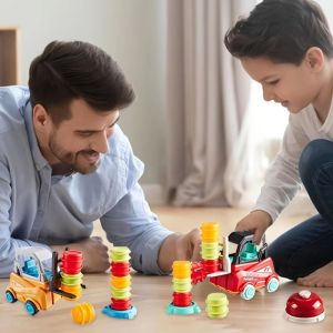 DOWNA Nhựa ABS Xe đồ chơi xe nâng Nhấn và Đi Montessori Bộ Xe Tải Công Trình Tương tác Thiết kế xe nâng Xe đẩy và đi Dành cho trẻ em