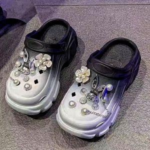 Phong Cách Sang Trọng Crocs Jibbitz Charms Giày Hoa kim cương pha lê Ngọc Trai khóa giày Giày Chuỗi 3D Bướm khóa giày Cho Crocs