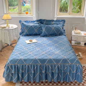 SUNLIGHT HOME Floral Bedsheet With Bed SkirtBreathable Thick Bed Sheet With LaceComfortable Mattress Cover 9 Colors