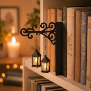 HUAGUES Warm White Light Bookshelf Lantern Light Decorative Vintage Metal Pumpkin Ghost Lantern Ambient Lighting Dark Style Reading Lamp Halloween Party