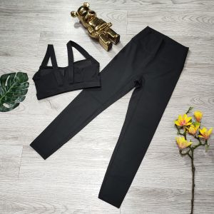 Bộ đồ tập gym yoga aerobic thể thao nữ bao gồm áo bra đúc và quần dài lưng cao gen bụng chất liệu thun mịn thoáng mát BINSPORTS BD202