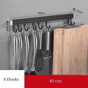 Wall Mounted Shelf Kitchen Bathroom Hooks Hole-free Towel Rack Tableware Storage Rack 40cm/60cm