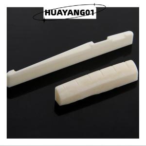 HUAYANG01 [2023 new HOT FASHION] Ivory Buffalo Bone Bridge Saddle And Slotted Nut For 6 String Acoustic Guitar