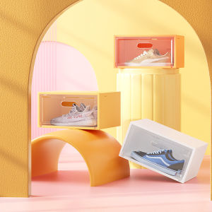 【One Cat Shop】6pcs Shoe Organizer Shoe Box Fold Plastic Shoes Case Thickened Transparent Drawer Case Plastic Shoe Boxes Stackable Box