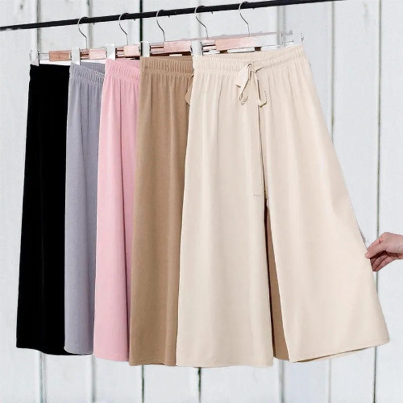 Women Loose Shorts Pants 3/4 Capri Pants Ladies Culottes Wide Leg