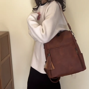 Women PU Leather Backpack Large Capacity Backpack City Backpack School Backpack Shoulder Crossbody Bag Travel Backpack