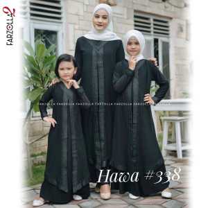 338 Abaya Couple Hitam Jersey Mix Ceruti Aplikasi Bordir dan Mote