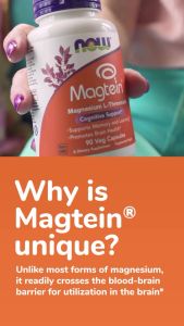 Thực Phẩm Bảo Vệ Sức Khoẻ NOW Magtein Magnesium L-Threonate - đã được nghiên cứu chứng minh khả năng vượt qua hàng rào máu não giúp cung cấp magnesium trực tiếp đến não bộ