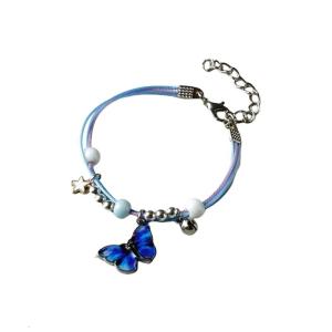 Fashionabel bướm Vòng đeo tay đính cườm vòng chân đầy màu sắc dệt có thể điều chỉnh dây thừng cho nữ phụ nữ bữa tiệc sinh nhật trẻ em Quà tặng