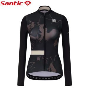 Santic Women Cycling Jacket Windproof Fleece Warm Breathable Pocket Long sleeved Bicycle Bike Jersey