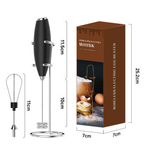 USB Charging Electric Mixer Double Heads + Bracket Hand Held Milk Frother Stainless Steel Foam Machine