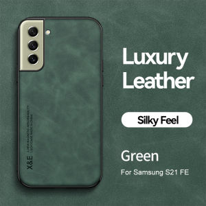 Luxury Lambskin หนังแม่เหล็กสำหรับ Samsung Galaxy S21 FE 5G ซิลิโคนกันกระแทกฝาครอบ Samsung S 21 FE S21FE S21ศรัทธา