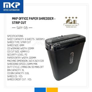 MKP SHP-S8 OFFICE PAPER SHREDDER - STRIP CUT