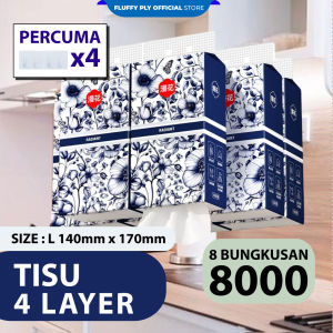 FLUFFY PLY OFFICIAL STORE Tisu Gantung Fluffy AIR-Cushion Radiant Size L 140mmx170mm 4 Layer Lembut Sesuai untuk Dapur Ruang Tamu Bilik Air & Bilik (1PACK/8PACK]
