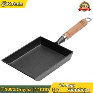 【Free Shipping】 Cast Iron Egg Frying Pan Non-Stick Japanese Omelette Pan for Breakfast Cooking Durable Black 20cm