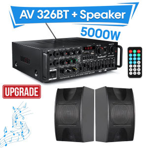 5000W Audio Power Amplifier Bluetooth Amp Karaoke Home Theater Audio Amplifier EQ Connect Speakers 2.0 Channel