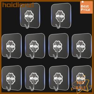 haidianzi 10 cái móc tự dính chắc chắn bằng thép không gỉ trong suốt Móc treo chìa khóa cho tường cửa phòng tắm nhà bếp đa năng