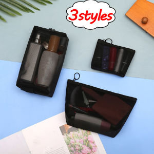 3pcs Transparent Mesh Bags Clear Black Makeup Cosmetic Zipper Cases Portable Travel Wash Lipstick Storage Organizer Pouch Holder