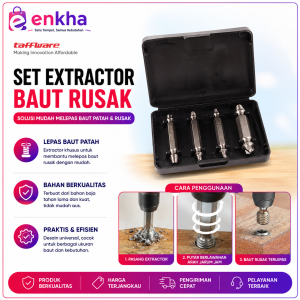 Set Alat Pengeluar Baut Patah Remover Baut Rusak Multifungsi untuk Membuka Baut Macet dan Aus
