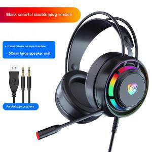 สีดำ สีชมพู หูฟัง Black Pink 2.2m cable Computer Headsets PlayerUnknowns Battlegrounds Headphones Sound Position Detection with Microphone 7.1 Esports Gaming Earphones Wired Headsets with Mic for Adults Computer Games Noise Reduction Earpuds