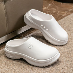 รองเท้าแตะผู้หญิง รองเท้าแตะ รองเท้าหัวโต ขาว 3.5cm พื้นหนา กันลื่น กันน้ำ ทนต่อการสึกหรอ ผู้หญิง