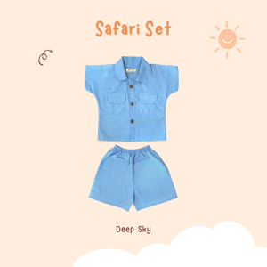 Yobebee Safari Set Setelan Pendek Linen Anak Usia 2 3 4 6 8 Tahun Baju One Set Kids Motif Basic Polos Oneset Model Baju Casual Santai Bermain Liburan Anak Laki Laki Perempuan Cewek Cowok