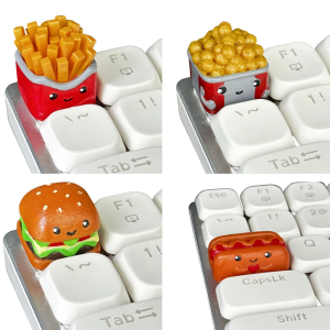 Keycaps nhựa theo chủ đề mới lạ 3D Burger khoai tây chiên Keycap tùy chọn cho bàn phím chơi game trải nghiệm gõ mượt mà