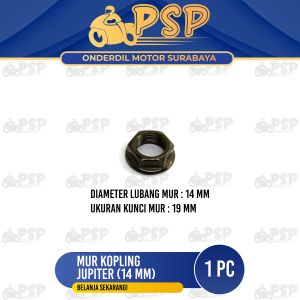 Mur Kopling Jupiter M10 (Harga Per 1 PCS) - Mor Mur Baut Baud Nut Hex Rumah Kampas Kopling Kopleng
