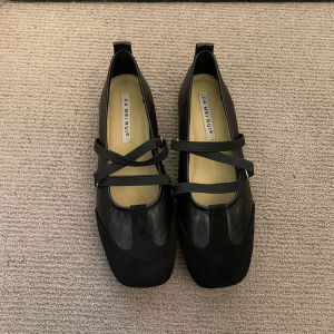 Free Shipping Retro Criss-Cross Strap WomenS Shoes 2026 New Autumn Collection Soft Flat Ballet Flats Red Single Shoes
