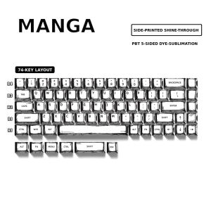 74-Key PBT 5-Side Dye-Sub Side Shine-Through Keycap Set Comic Art 2 Options for 61/68 Keyboard