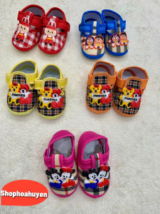 Giày vải tập đi cho bé trai bé gái sơ sinh có chống trơn trượt chất vải mềm mịn Họa tiết hình thú siêu xinh - Dép tập đi cho bé