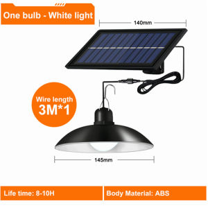 Warmtaste Led Solar Hanging Light 3M Cable Waterproof Automatic Sensor Outdoor Indoor Split Light 1/2 Head Ceiling Lamp Garden Residential Courtyard Stall Decoration Lighting太阳能室内外分体灯