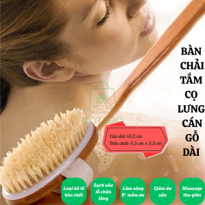 Bàn chải tắm cán dài bằng gỗ tự nhiên - Bàn chải massage cơ thể cao cấp