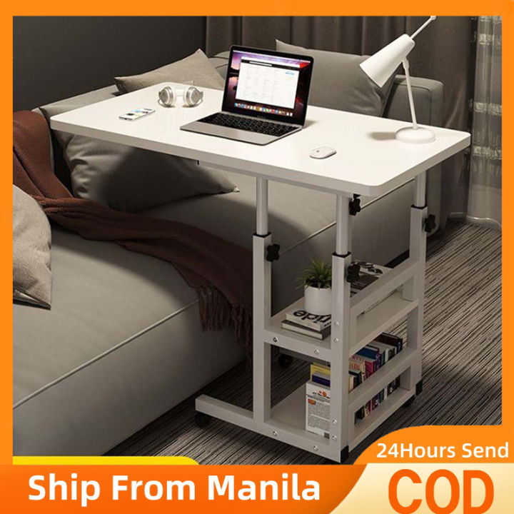 Lifting Mobile Bedside Table Height Adjustable Foldable Laptop Table Over  Bed Table With Wheels And Bookshelves Computer Desk Sofa Bed Notebook