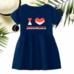 Dress anak 17 Agustus perempuan usia 1-8 tahun Dirgahayu Indonesia bahan Babyterry