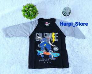 Kaos Anak Tangan 3/4 Merek Chan`s 1-10 Tahun Motif Go Skate