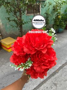 Cành hoa mẫu đơn 7 bông loại 1 cao cấp dài 52cm đủ màu - Hoa giả trang trí