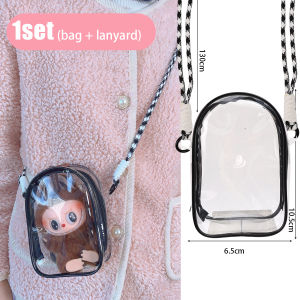 Labubu Ngồi Đảng 15Cm Bông Búp Bê Túi đeo chéo PVC Labubu Đi Bộ Bé Chống Bụi túi lưu trữ Du Lịch Đi Bộ Búp Bê Hiển Thị Túi