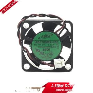 2pcsFan for ADDA AD0205MX-K50 25mm X 6mm DC 5V 0.13A Ultra-Thin 6mm Cooling Fan for Raspberry Pi DVR 3D Printers