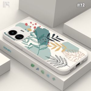 (Lokal Ready) Casing hp Vivo IQOO Z7X V27e V25 V25e V19 V9 V21 V20 V23e Y85 S1 S1 Pro Daun Silicon Tepi Lurus Motif Samping Soft Tpu Case