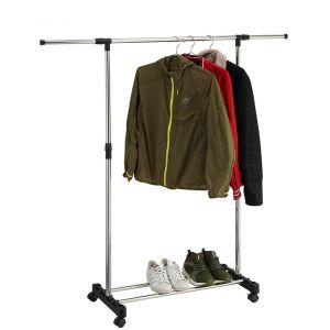 𝗦𝗜𝗠𝗣𝗟𝗘 SINGLE DOUBLE POLE Organizer Garment Rack Wheel / Rak Penyangkut Baju Besi / Ampaian Penyidai Baju Outdoor