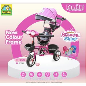 Sepeda Roda Tiga Anak Family F360H Reyhan Kursi Reversibel Hadap Depan atau Orang Tua Music Ban EVA Stroller Tricycle Murah Family F 360