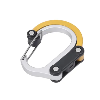 Multi-Functional Carabiner Clip Outdoor Camping Multi Tool Fishing Acessories Aluminum Alloy D Shape Buckle 360Rotating Hook for Camping Hiking Travel Bag Backpack